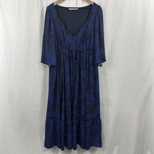 Wayward Fancies Eshakti Blue Tie Dye Empire Crepe Maxi Dress Womens Size 2X